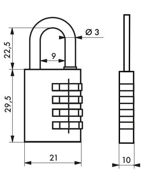 Lacat bagaj, cu cifru, Model 258, 21 mm, THIRARD - 2