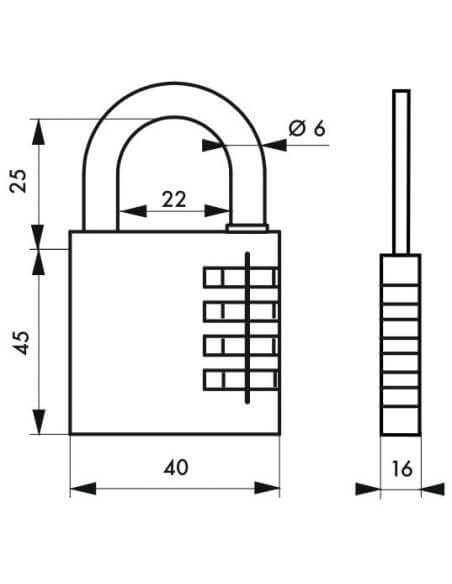 Lacat de santier, cu cifru, Model RB, 40 mm, THIRARD - 2