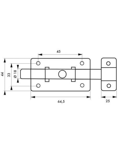 Zavor usa mobilier, aplicat, 65 mm, bolt plat, inox, THIRARD - 2