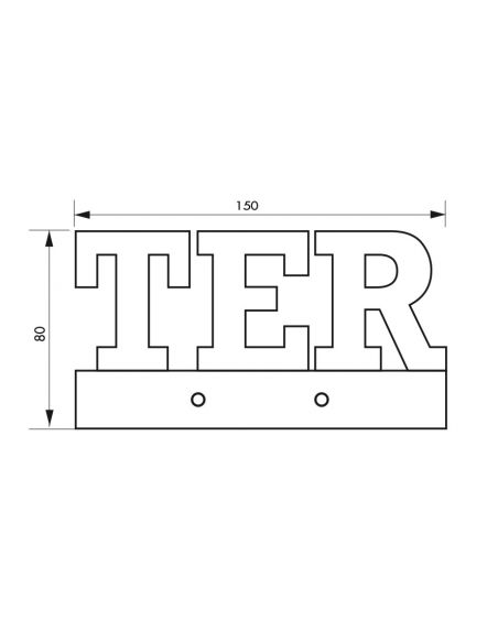 Litere "TER" inaltime 80 mm, negru, se insurubeaza, THIRARD - 2