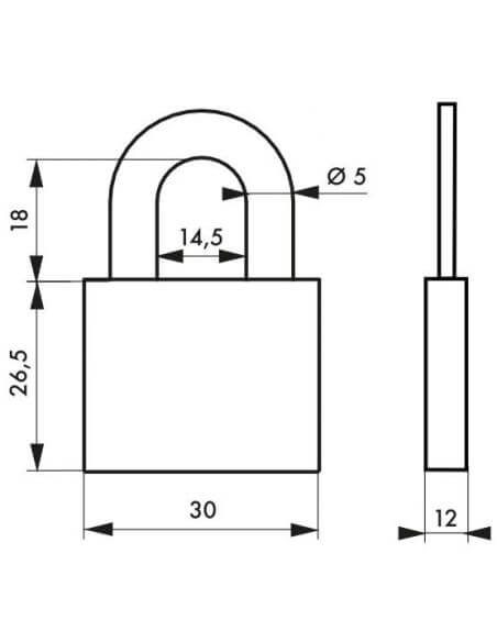 Lacat cu cheie, TYPE 1+, 30 mm, THIRARD - 2