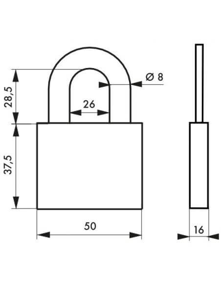 Lacat cu cheie, TYPE 1+, 50 mm, THIRARD - 2