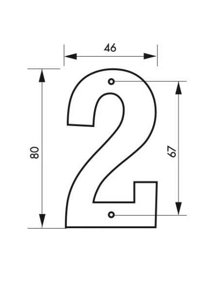 Cifra "2" inaltime 80 mm - prindere prin insurubare, THIRARD - 2