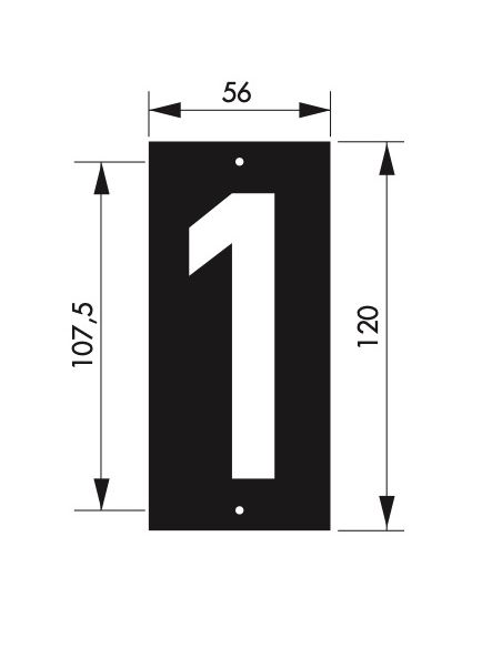 Placuta de semnalizare 56 x 130 mm cifra "1" - prindere prin insurubare, THIRARD - 2