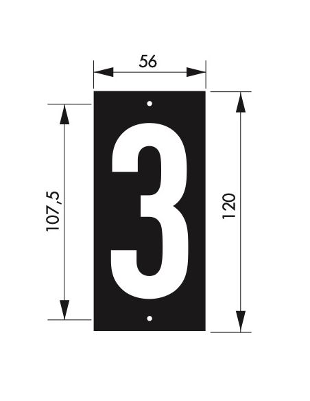 Placuta de semnalizare 56 x 130 mm cifra "3" - prindere prin insurubare, THIRARD - 2