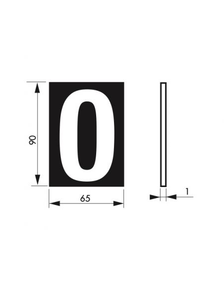 Placuta de semnalizare 65 x 90 mm cifra "0" - cu adeziv, THIRARD - 2