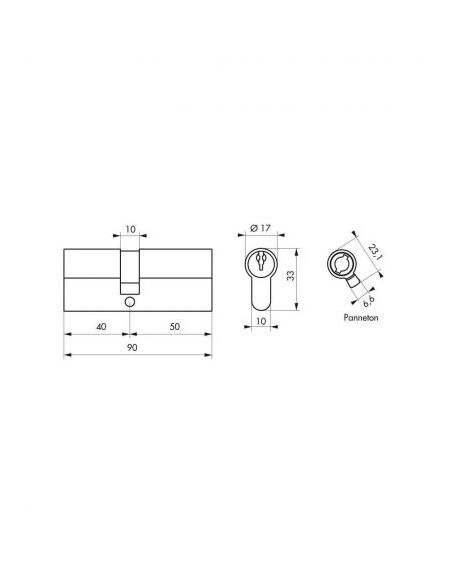 Cilindru cu profil european STD, 40 x 50 mm, finisaj alb, 3 chei - 2