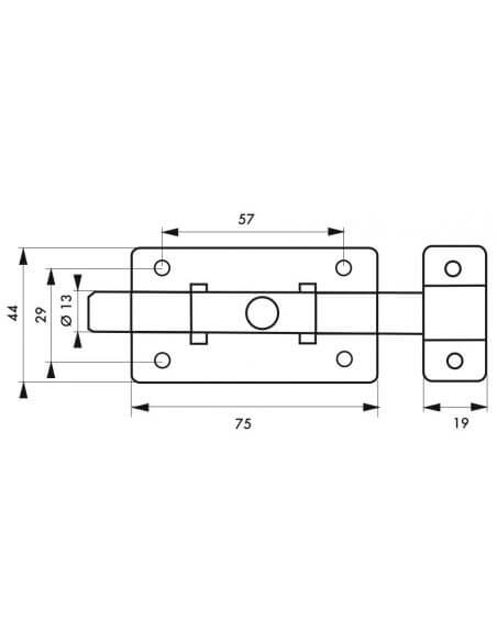 Zavor usa mobilier, aplicat, 100 mm, bolt plat, cromat, THIRARD - 2