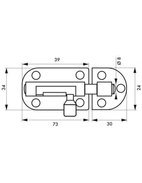 Zavor usa mobilier, aplicat, 100 mm, bolt rotund 8 mm, nichel satinat, THIRARD - 2