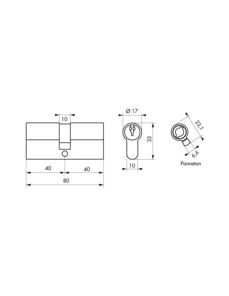 Butuc usa, profil european, 40 x 40 mm, 3 chei, Serruprix - 2