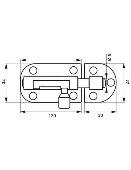 Zavor usa mobilier, aplicat, 200 mm, bolt rotund 8 mm, nichel satinat, THIRARD - 2