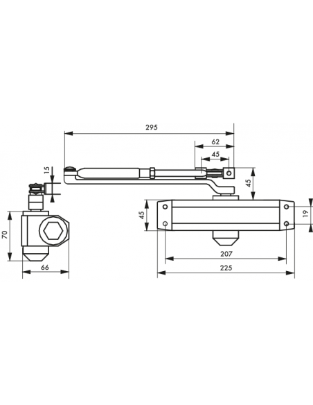 Amortizor hidraulic pentru usa, forta 5, alb - 2
