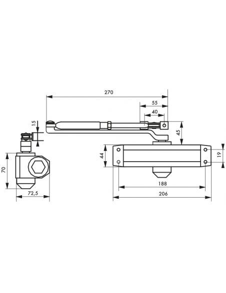 Amortizor hidraulic pentru usi, forta 4, alb - 2
