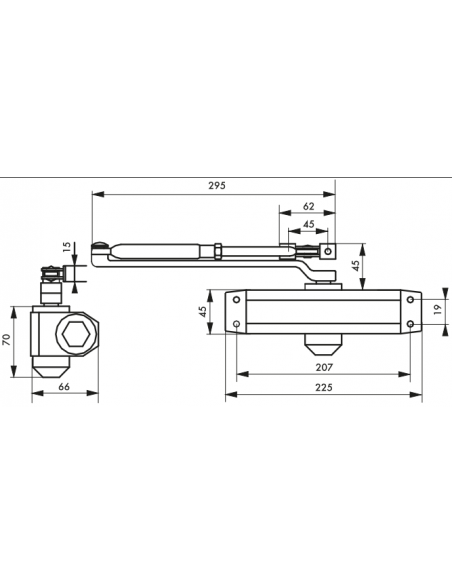 Amortizor hidraulic pentru usi, forta 5, negru - 2