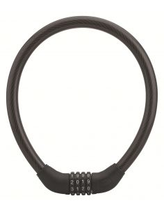 Antifurt cu combinatie Twisty, 4 cifre, cablu din otel, bicicleta, 18mmx0,6m, negru - 1