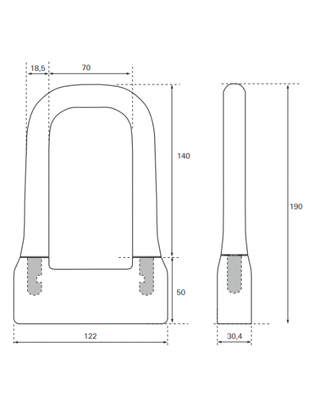 Antifurt U cu arc din otel siliconat, O14mm, latime 120mm, inaltime 175mm - 2