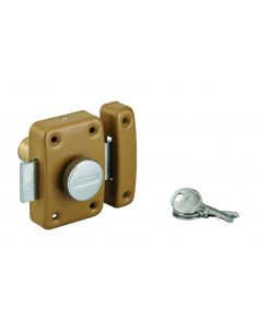 Broasca aplicata cu buton Trident pentru usa interioara, cilindru 45mm, otel, 3 chei, epoxid bronz - 1