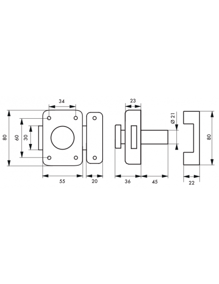 Broasca aplicata cu buton Trident pentru usa interioara, cilindru 45mm, otel, 3 chei, epoxid bronz - 2