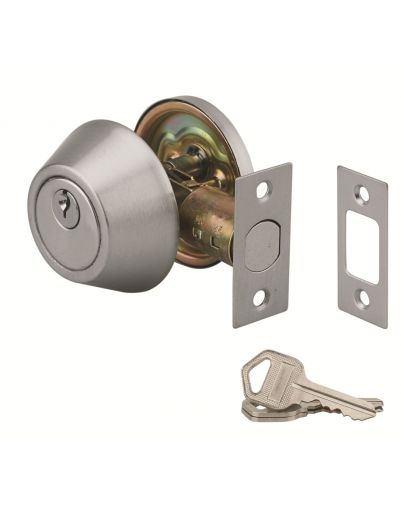 Broasca tubulara orizontala aplicata cu buton pentru usa de intrare, ax reglabil, cromata, 3 chei - 1