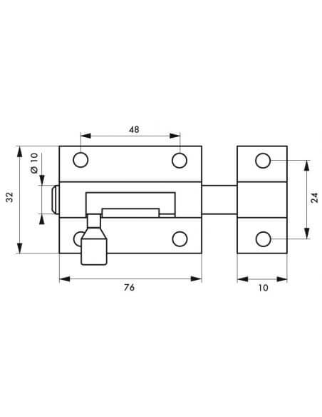 Zavor usa mobilier, aplicat, 70 mm, bolt rotund 10 mm, nichel satinat, THIRARD - 2