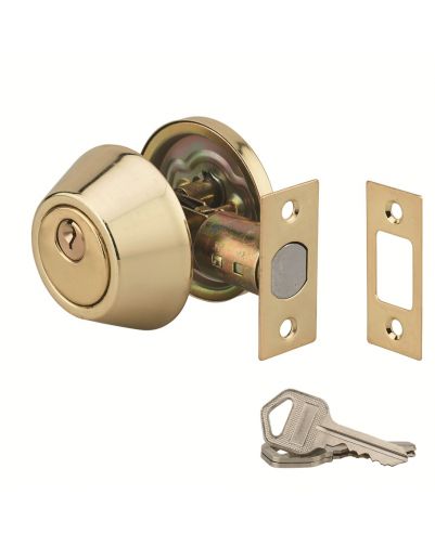 Broasca tubulara aplicata cu buton pentru usa de intrare, ax reglabil, aurie, 3 chei - 1