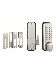 Broasca aplicata cu cifru mecanic, cu carlig, pentru usa glisanta, cromat, 8 cifre - 1