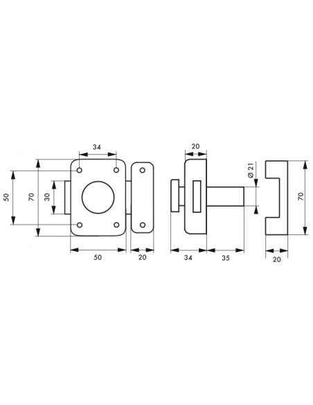Broasca aplicata cu buton VSPM pentru usa interioara, cilindru 35, bronz, 3 chei - 2