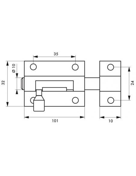 Zavor usa mobilier, aplicat, 100 mm, bolt rotund 10 mm, nichel satinat, THIRARD - 2