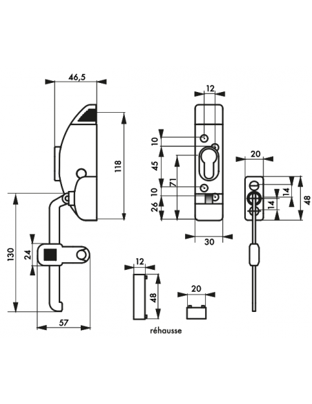 Carcasa pentru deschizator de fereastra, fara cilindru, alb - 2