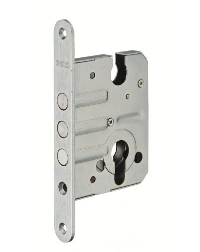 Broasca  incastrabila cu profil de cilindru pentru usa de intrare, ax 50mm, capete rotunjite, 3 bolturi, zincata - 1