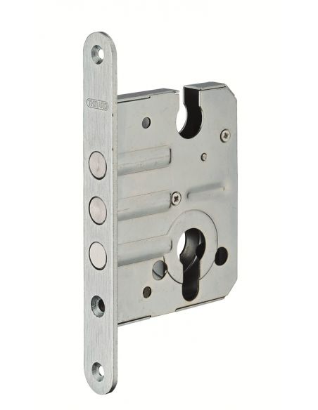 Broasca  incastrabila cu profil de cilindru pentru usa de intrare, ax 50mm, capete rotunjite, 3 bolturi, zincata - 1