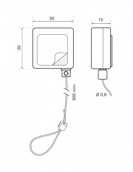 Cutie pentru chei, cablu cu infasurare 0,90 m, cu adeziv - 2