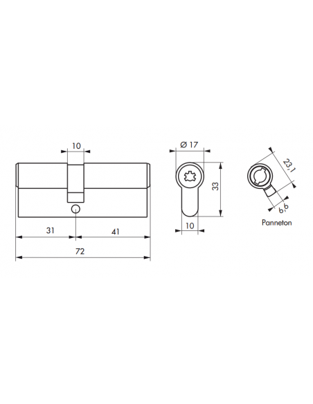 Cilindru usa cu dubla intrare Surveyor, 31x41mm, alama, anti-indepartare, 4 chei - 2
