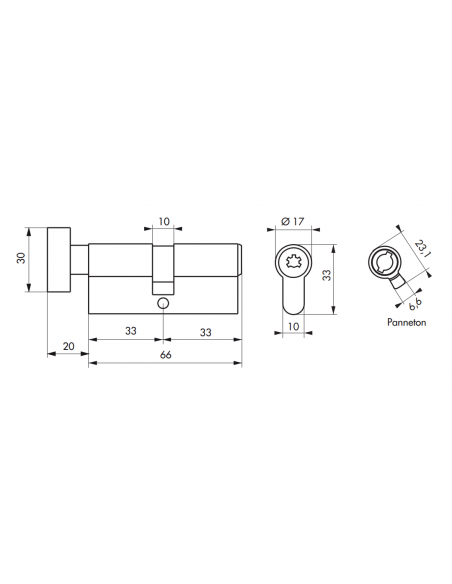 Cilindru usa cu dubla intrare Cobra 2+, 33Bx33mm, nichelat, anti-efractie, anti-intepare, anti-ruptura, 4 chei - 2