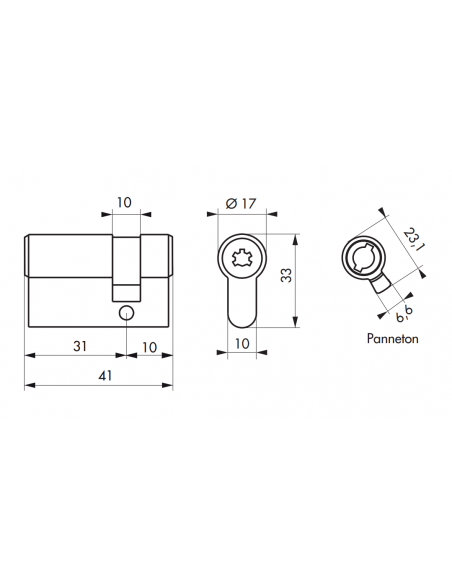 Cilindru usa Surveyor, 31x10mm, alama, anti-indepartare, 4 chei - 2