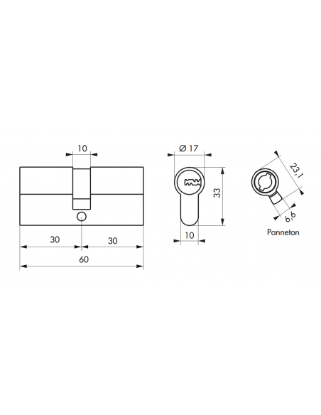 Cilindru usa cu dubla intrare Trafic 12, 30x30mm, nichelat, anti-ruptura, anti-intepare, anti-ruptura, 5 chei - 2