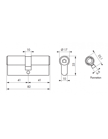 Cilindru usa cu dubla intrare Surveyor, 41x41mm, alama, anti-indepartare, 4 chei - 2