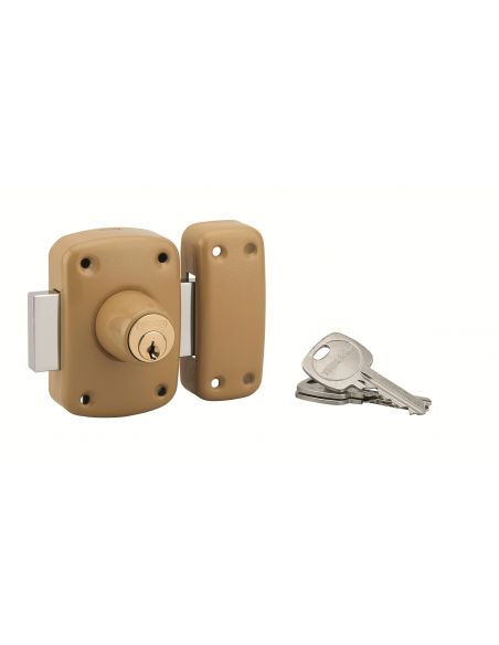 Broasca cu dubla intrare Corvette pentru usa de intrare, cilindru 40mm, otel, 3 chei, epoxid bronz - 1