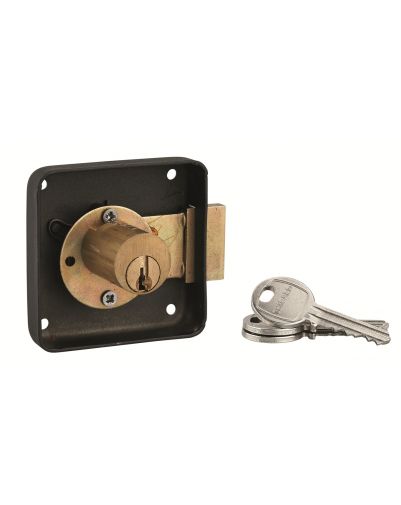 Inchizatoare aplicata pentru mobilier, pentru usa de mobilier, stanga, ax 40mm, 70x70mm, negru, 3 chei - 1