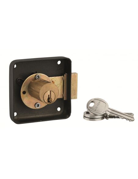 Inchizatoare aplicata pentru mobilier, pentru usa de mobilier, stanga, ax 40mm, 70x70mm, negru, 3 chei - 1