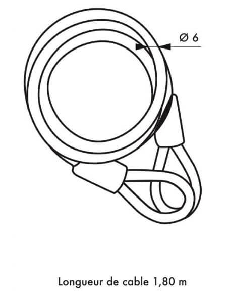 Cablu antifurt bicicleta, TWISTY, 6 mm, 180 cm, THIRARD - 2