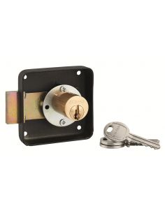 Incuietoare aplicata pentru mobilier, pentru usa de mobilier, dreapta, ax 40mm, 70x70mm, negru, 3 chei - 1