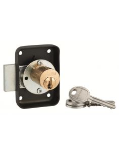 Incuietoare aplicata pentru mobilier, pentru usa de mobilier, dreapta, ax 25mm, 70x50mm, negru, 3 chei - 1