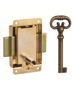 Incuietoare aplicata pentru mobilier, pentru usa de mobilier, ax 20mm, 40x50mm, alama, 1 cheie - 1