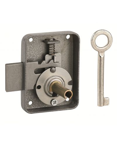 Incuietoare pentru mobilier Paris pentru usa de mobilier, dreapta, ax 30mm, 55x70mm, gri, 1 cheie - 1