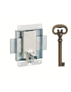 Incuietoare pentru mobilier aplicata pe usa mobilierului, ax 25mm, 50x60mm, zincata, 1 cheie - 1