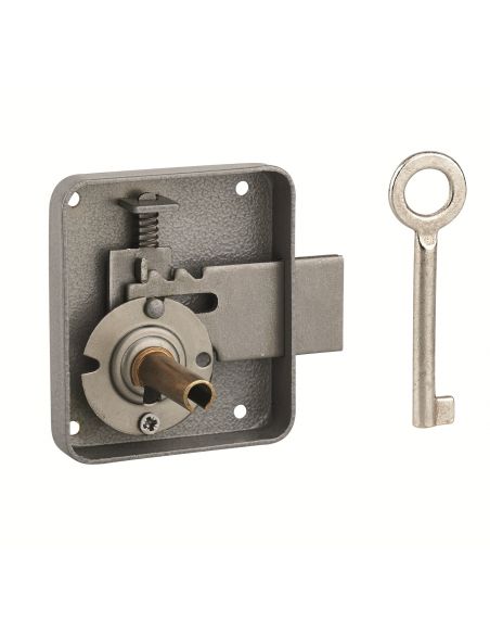 Incuietoare pentru mobilier Paris pentru usa de mobilier, stanga, ax 40mm, 65x70mm, gri, 1 cheie - 1