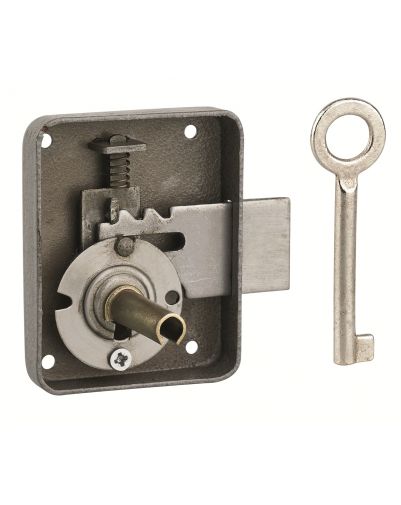 Incuietoare pentru mobilier Paris pentru usa de mobilier, stanga, ax 35mm, 60x70mm, gri, 1 cheie - 1