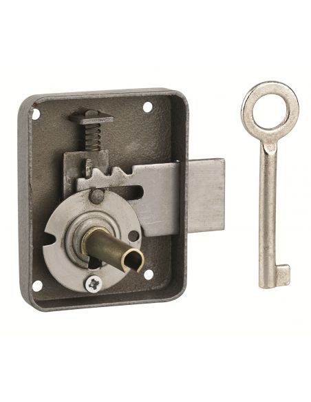 Incuietoare pentru mobilier Paris pentru usa de mobilier, stanga, ax 35mm, 60x70mm, gri, 1 cheie - 1