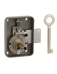 Incuietoare pentru mobilier Paris pentru usa de mobilier, stanga, ax 30mm, 55x70mm, gri, 1 cheie - 1